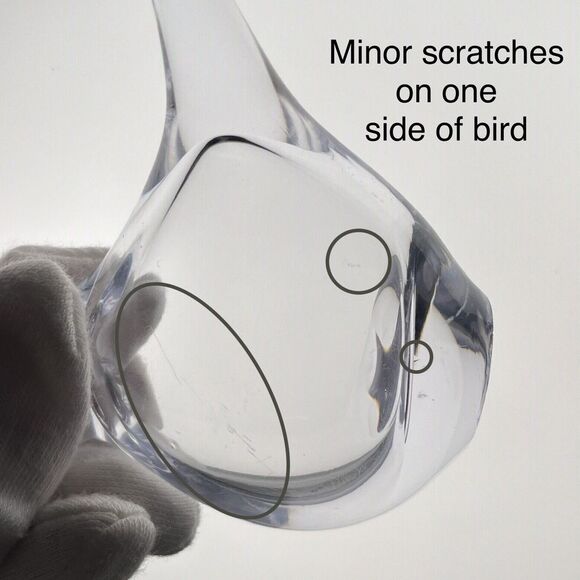 Urshult Sweden Clear Glass Intentional Bubbles Egg & Bird Paperweight‎ MCM Lot - Picture 10 of 11